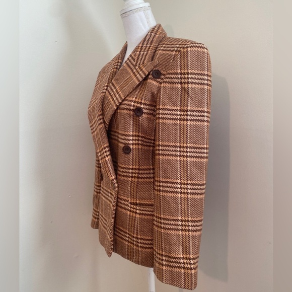 ESCADA 100% Wool Vintage Brown Plaid Blazer Sz 34 U.S XS - Picture 3 of 6